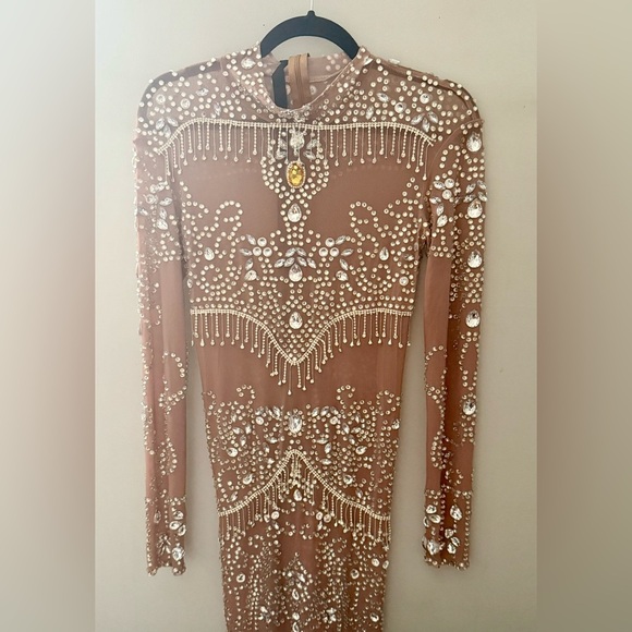 Embellished Brown Long Sleeve Dress Size Small/Medium - Picture 1 of 7